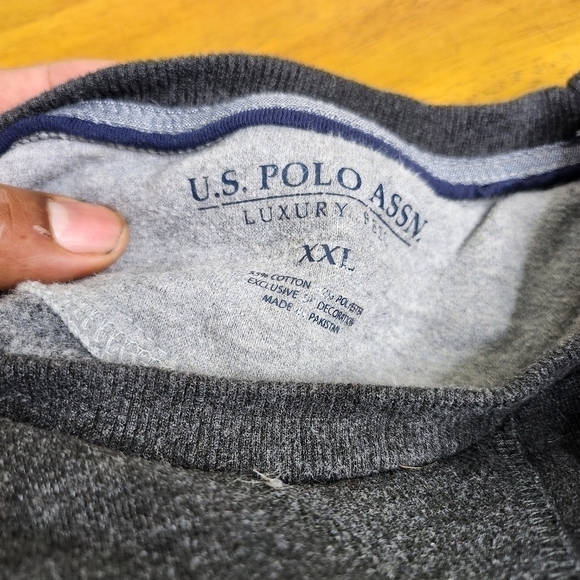 U.S. POLO ASSN 100% Cotton Dark Grey Sweatshirt Men's XXL - Picture 4 of 12
